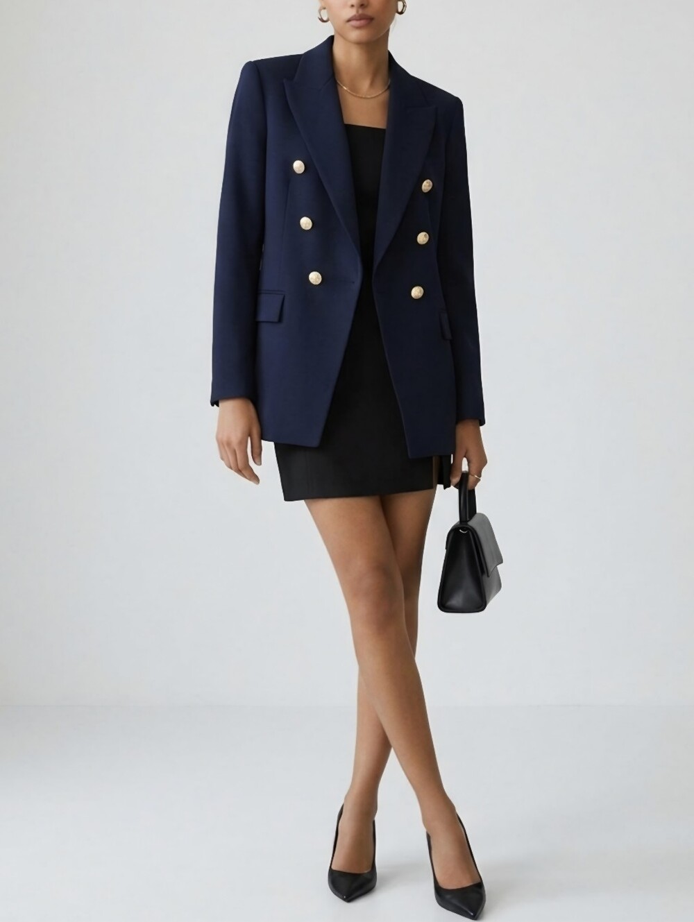 Zara Navy Blazer with Gold Buttons